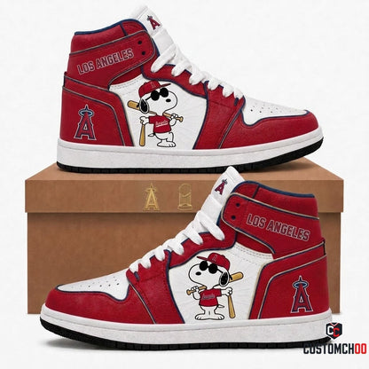 Los Angeles Angels - Snoopy MLB 30-Team Fan Canvas High Top Sneakers (Snoopy baseball fan canvas high top sneakers)