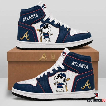 Atlanta Braves - Snoopy MLB 30-Team Fan Canvas High Top Sneakers (Snoopy baseball fan canvas high top sneakers)