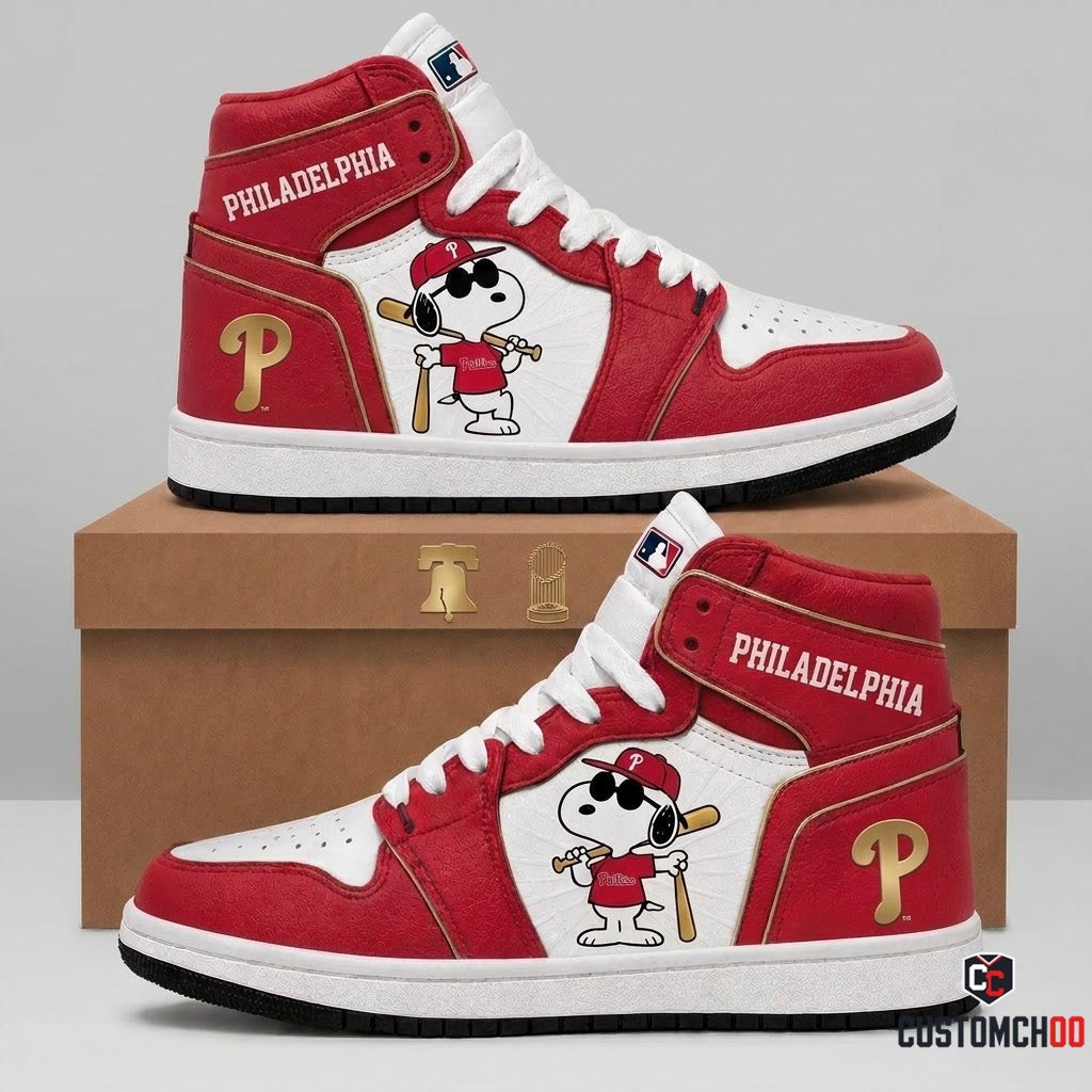 Philadelphia Phillies - Snoopy MLB 30-Team Fan Canvas High Top Sneakers (Snoopy baseball fan canvas high top sneakers)