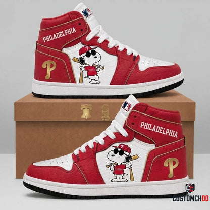 Philadelphia Phillies - Snoopy MLB 30-Team Fan Canvas High Top Sneakers (Snoopy baseball fan canvas high top sneakers)