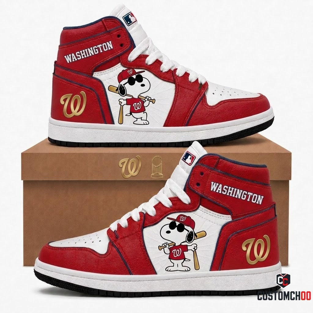 Washington Nationals - Snoopy MLB 30-Team Fan Canvas High Top Sneakers (Snoopy baseball fan canvas high top sneakers)