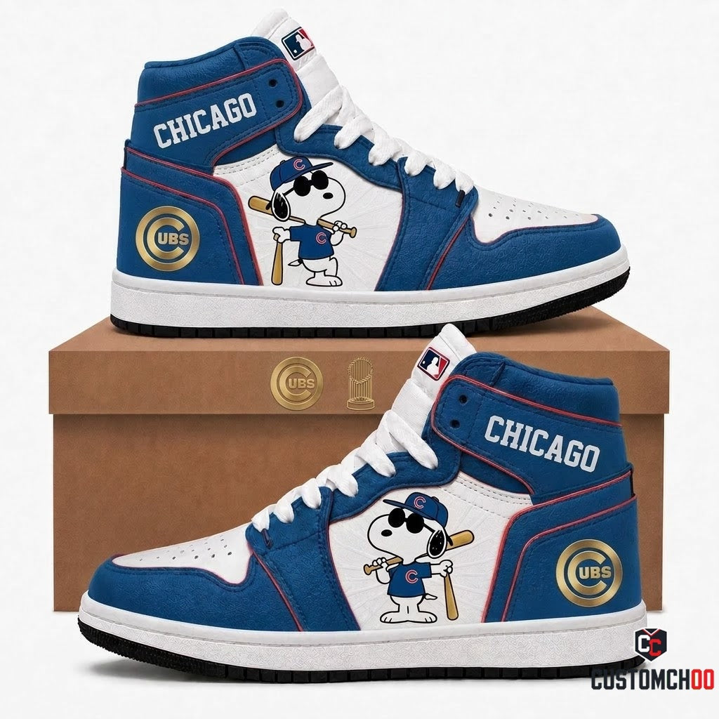 Chicago Cubs - Snoopy MLB 30-Team Fan Canvas High Top Sneakers (Snoopy baseball fan canvas high top sneakers)