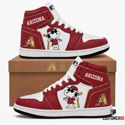 Arizona Diamondbacks - Snoopy MLB 30-Team Fan Canvas High Top Sneakers (Snoopy baseball fan canvas high top sneakers)
