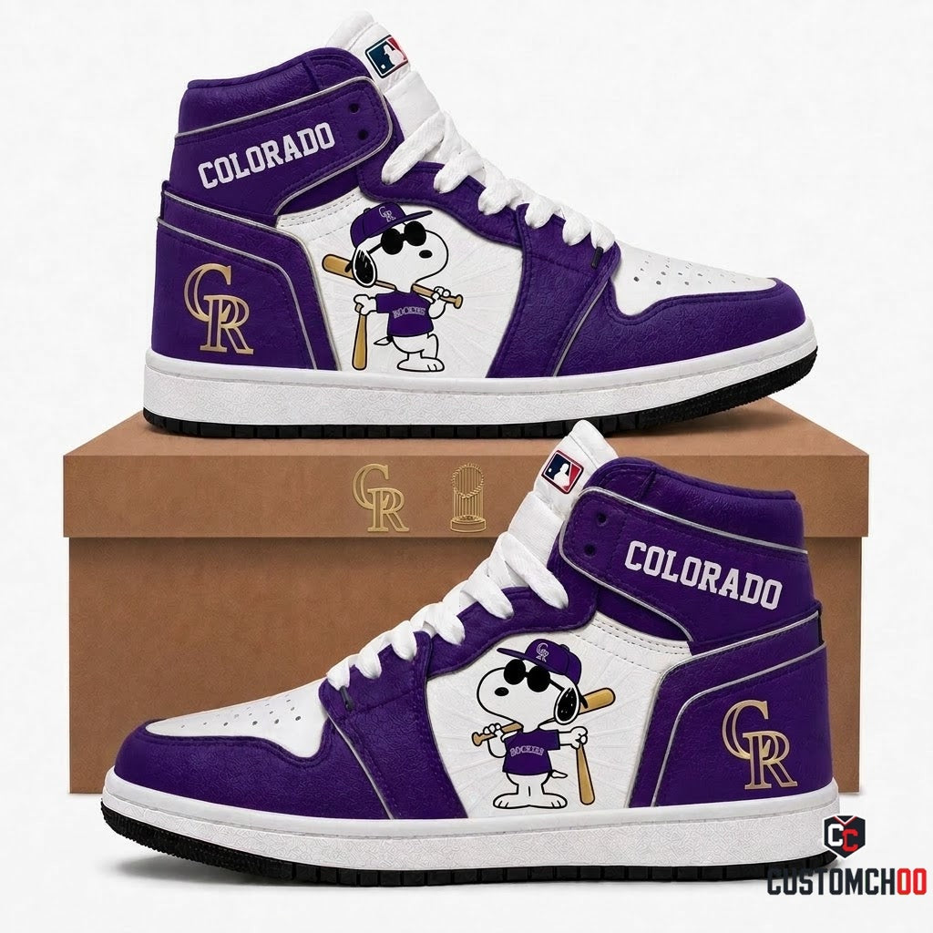 Colorado Rockies - Snoopy MLB 30-Team Fan Canvas High Top Sneakers (Snoopy baseball fan canvas high top sneakers)