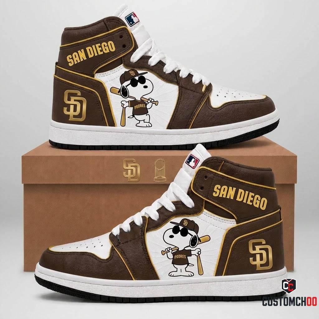 San Diego Padres - Snoopy MLB 30-Team Fan Canvas High Top Sneakers (Snoopy baseball fan canvas high top sneakers)