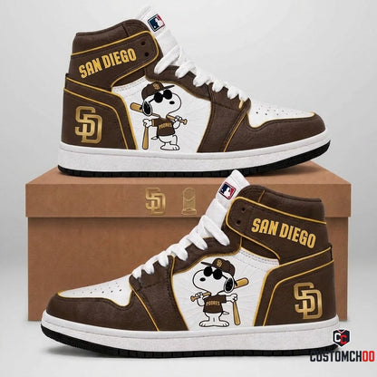 San Diego Padres - Snoopy MLB 30-Team Fan Canvas High Top Sneakers (Snoopy baseball fan canvas high top sneakers)