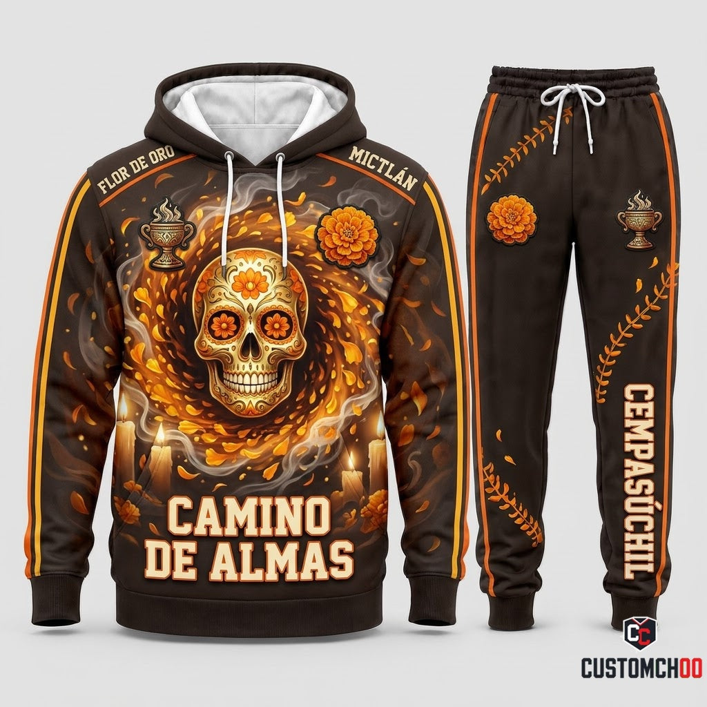 Cempasúchil Golden Path - Día de los Muertos Authentic Heritage Tracksuit Set - Hoodie & Jogger Pants (tracksuit hoodie and jogger pants set)