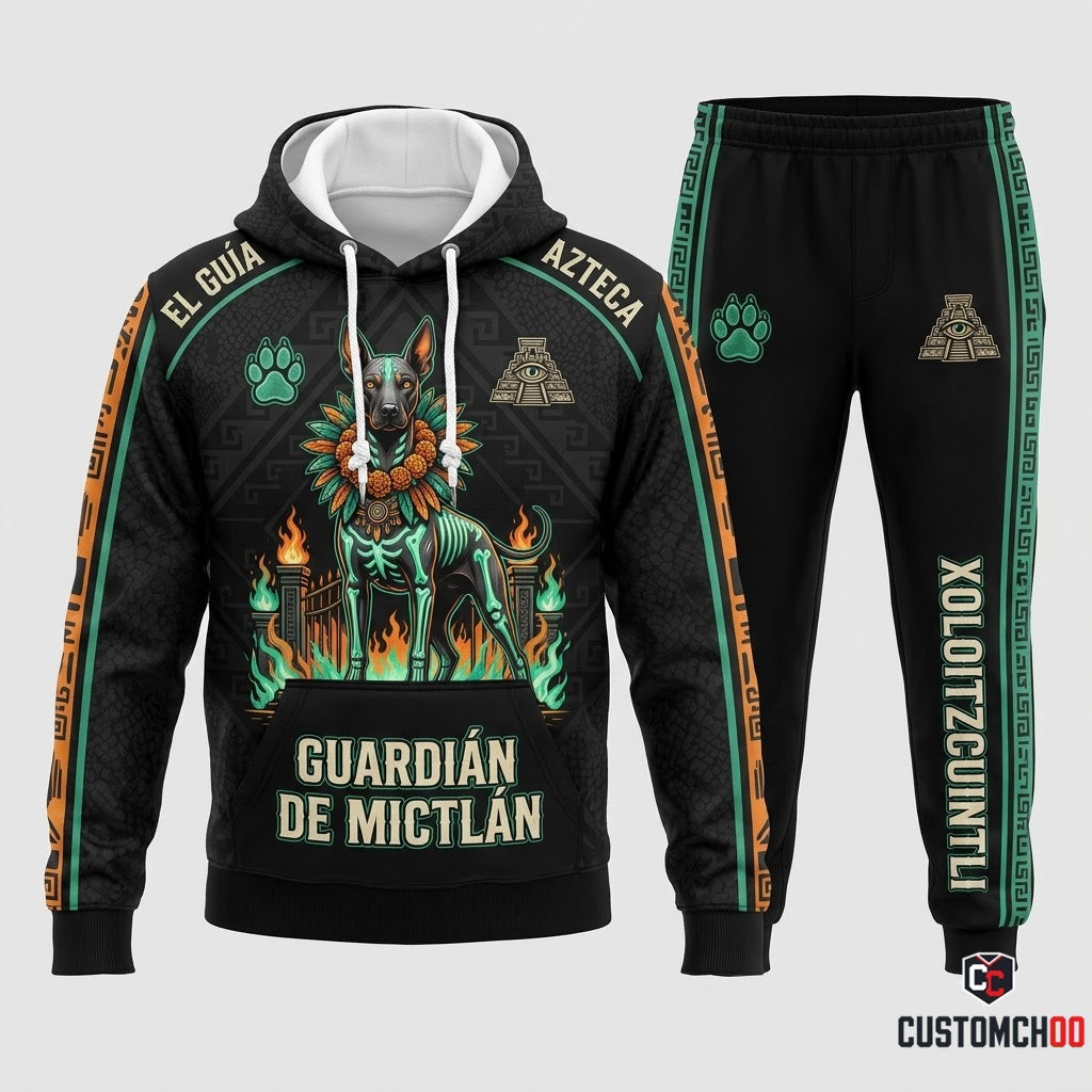 Xoloitzcuintli Guardian - Día de los Muertos Authentic Heritage Tracksuit Set - Hoodie & Jogger Pants (tracksuit hoodie and jogger pants set)