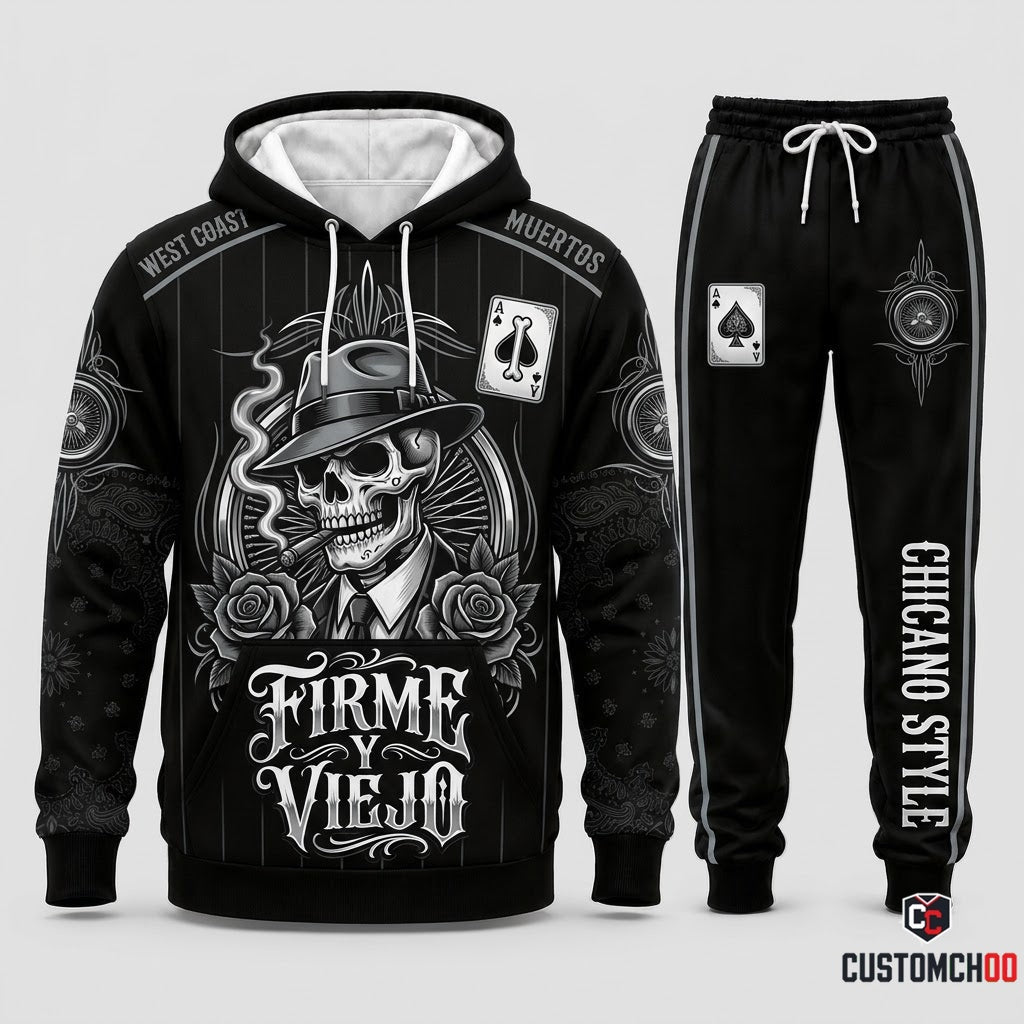 Chicano Lowrider Calavera - Día de los Muertos Authentic Heritage Tracksuit Set - Hoodie & Jogger Pants (tracksuit hoodie and jogger pants set)
