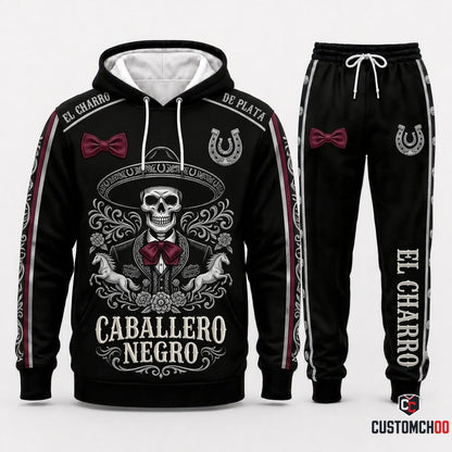 El Charro Negro - Día de los Muertos Authentic Heritage Tracksuit Set - Hoodie & Jogger Pants (tracksuit hoodie and jogger pants set)