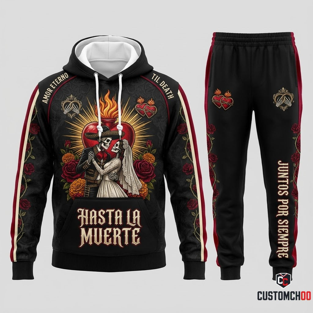 Amor Eterno 'Til Death - Día de los Muertos Authentic Heritage Tracksuit Set - Hoodie & Jogger Pants (tracksuit hoodie and jogger pants set)