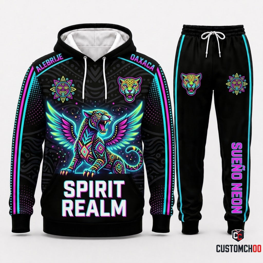 Alebrijes Neon Spirit - Día de los Muertos Authentic Heritage Tracksuit Set - Hoodie & Jogger Pants (tracksuit hoodie and jogger pants set)