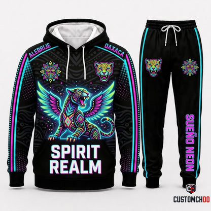 Alebrijes Neon Spirit - Día de los Muertos Authentic Heritage Tracksuit Set - Hoodie & Jogger Pants (tracksuit hoodie and jogger pants set)