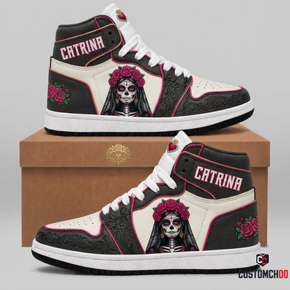 La Catrina Couture - Día de los Muertos Authentic Heritage Canvas High Top Sneakers (high top canvas sneakers)