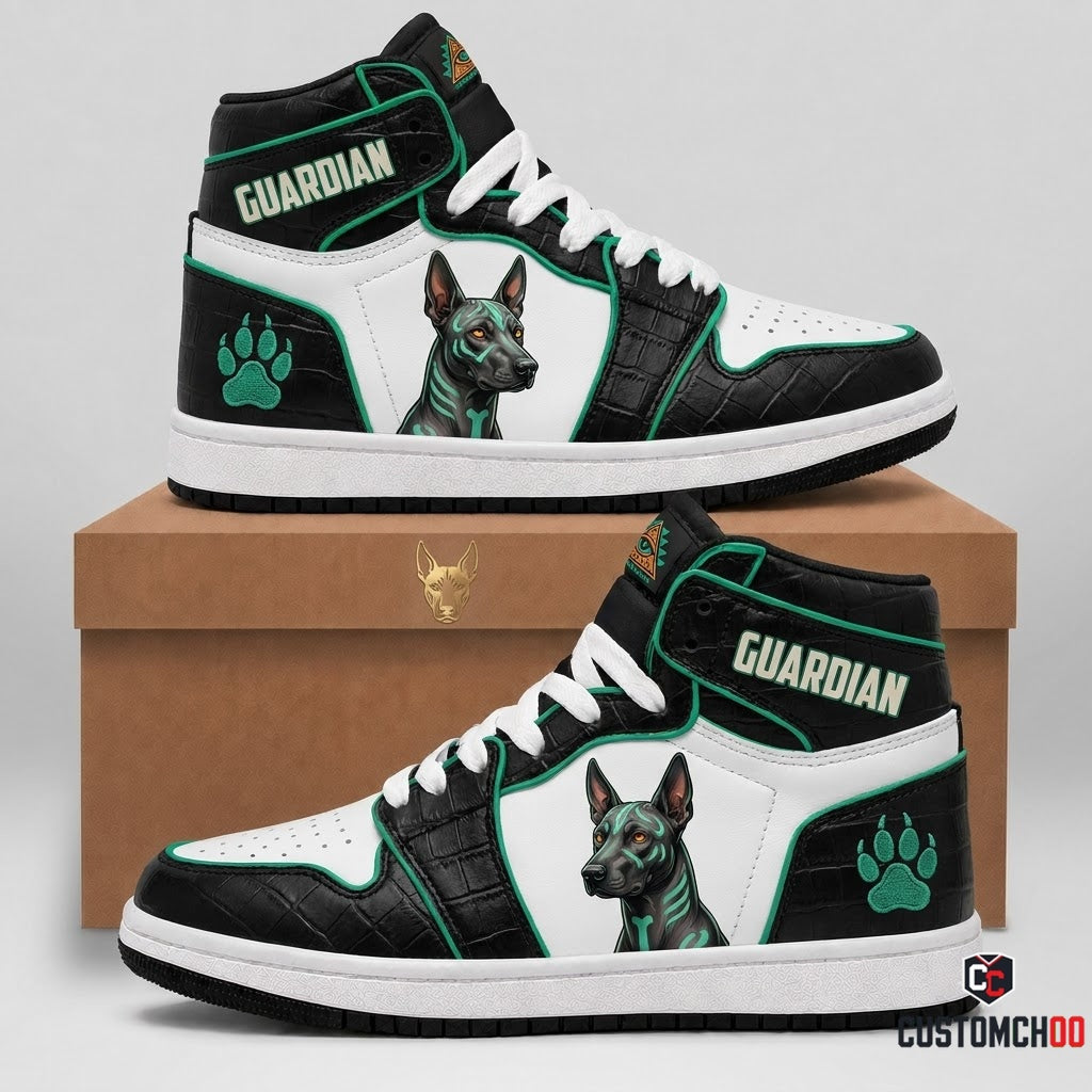 Xoloitzcuintli Guardian - Día de los Muertos Authentic Heritage Canvas High Top Sneakers (high top canvas sneakers)