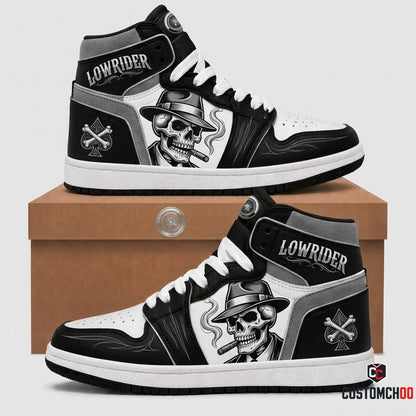 Chicano Lowrider Calavera - Día de los Muertos Authentic Heritage Canvas High Top Sneakers (high top canvas sneakers)