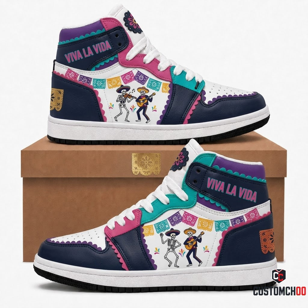 Papel Picado Tradition - Día de los Muertos Authentic Heritage Canvas High Top Sneakers (high top canvas sneakers)