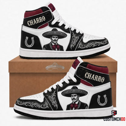 El Charro Negro - Día de los Muertos Authentic Heritage Canvas High Top Sneakers (high top canvas sneakers)