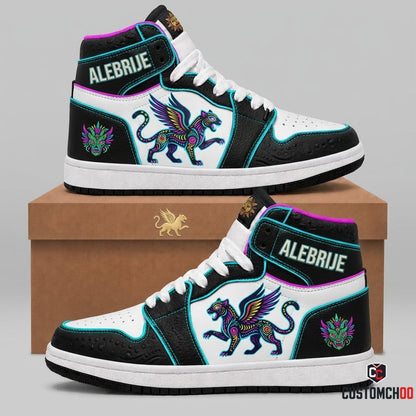 Alebrijes Neon Spirit - Día de los Muertos Authentic Heritage Canvas High Top Sneakers (high top canvas sneakers)