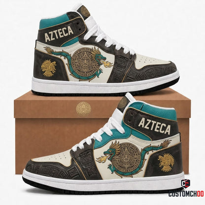 Aztec Sun Quetzalcoatl - Día de los Muertos Authentic Heritage Canvas High Top Sneakers (high top canvas sneakers)