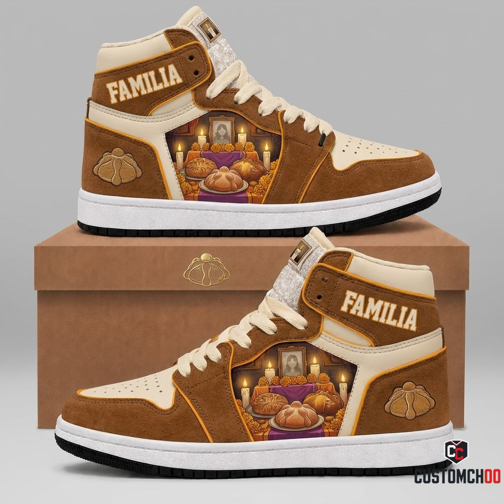 Pan de Muerto Familia - Día de los Muertos Authentic Heritage Canvas High Top Sneakers (high top canvas sneakers)