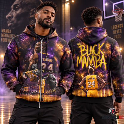 Limited Edition Black Mamba 24 Tribute Graphic Apparel â€” Hoodie, Zip Hoodie, Sweatshirt, Polo & T-Shirt
