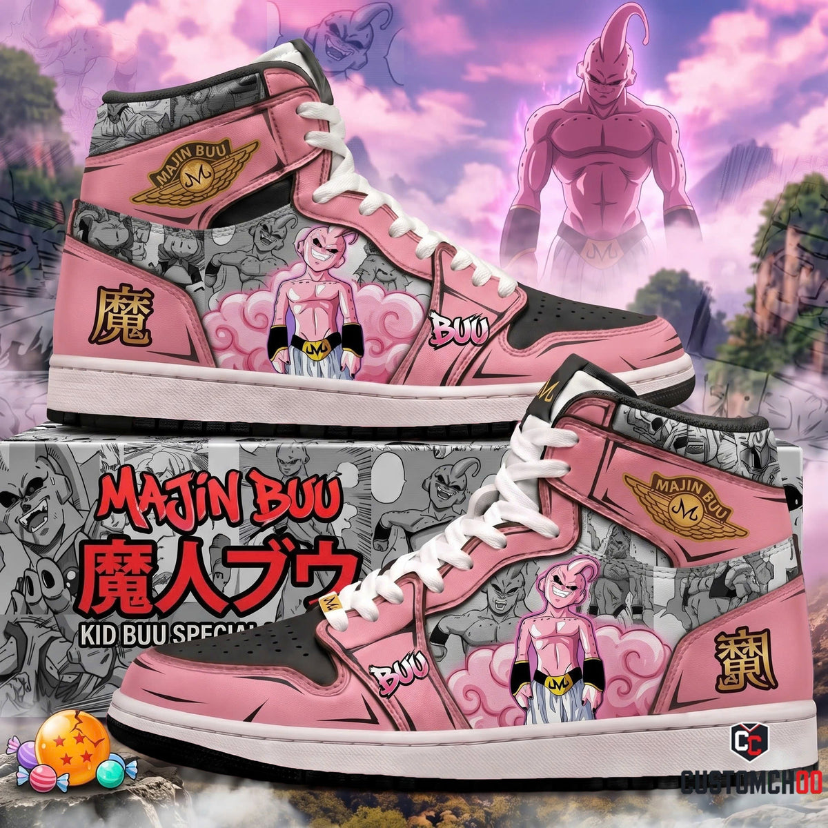 Limited Edition Majin Buu Fan Shoes — Anime High Top Sneaker Gift