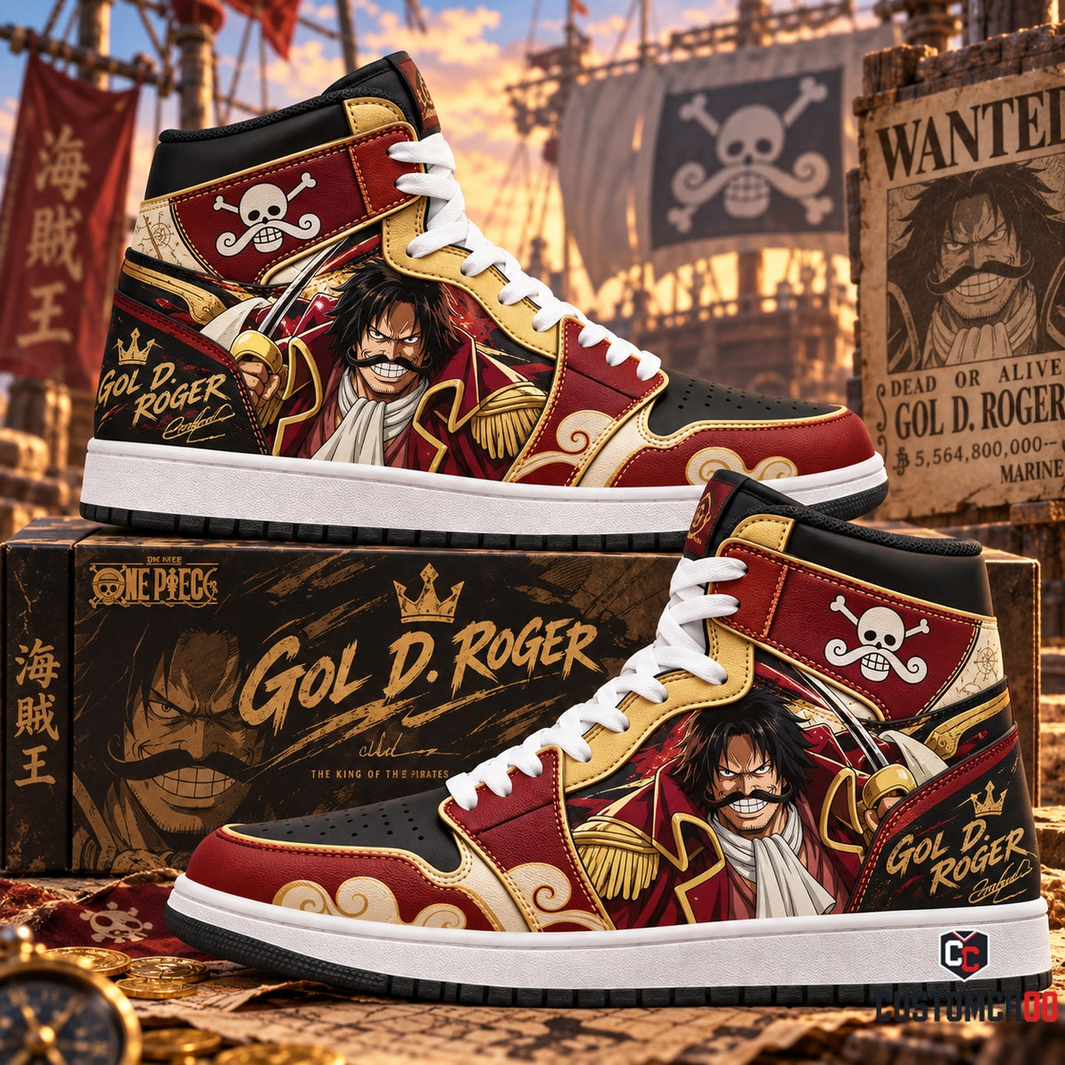 Limited Edition Gol D. Roger Fan Shoes — Anime High Top Sneaker Gift