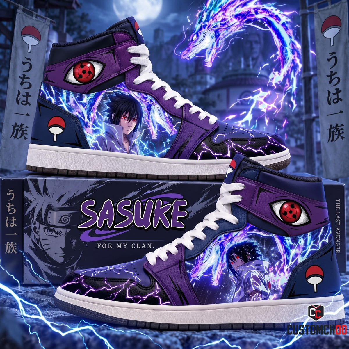 Uchiha Sasuke High Top Sneakers — Naruto Inspired Fan Shoes