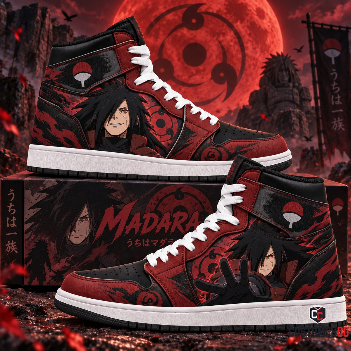 Uchiha Madara High Top Sneakers — Naruto Inspired Fan Shoes