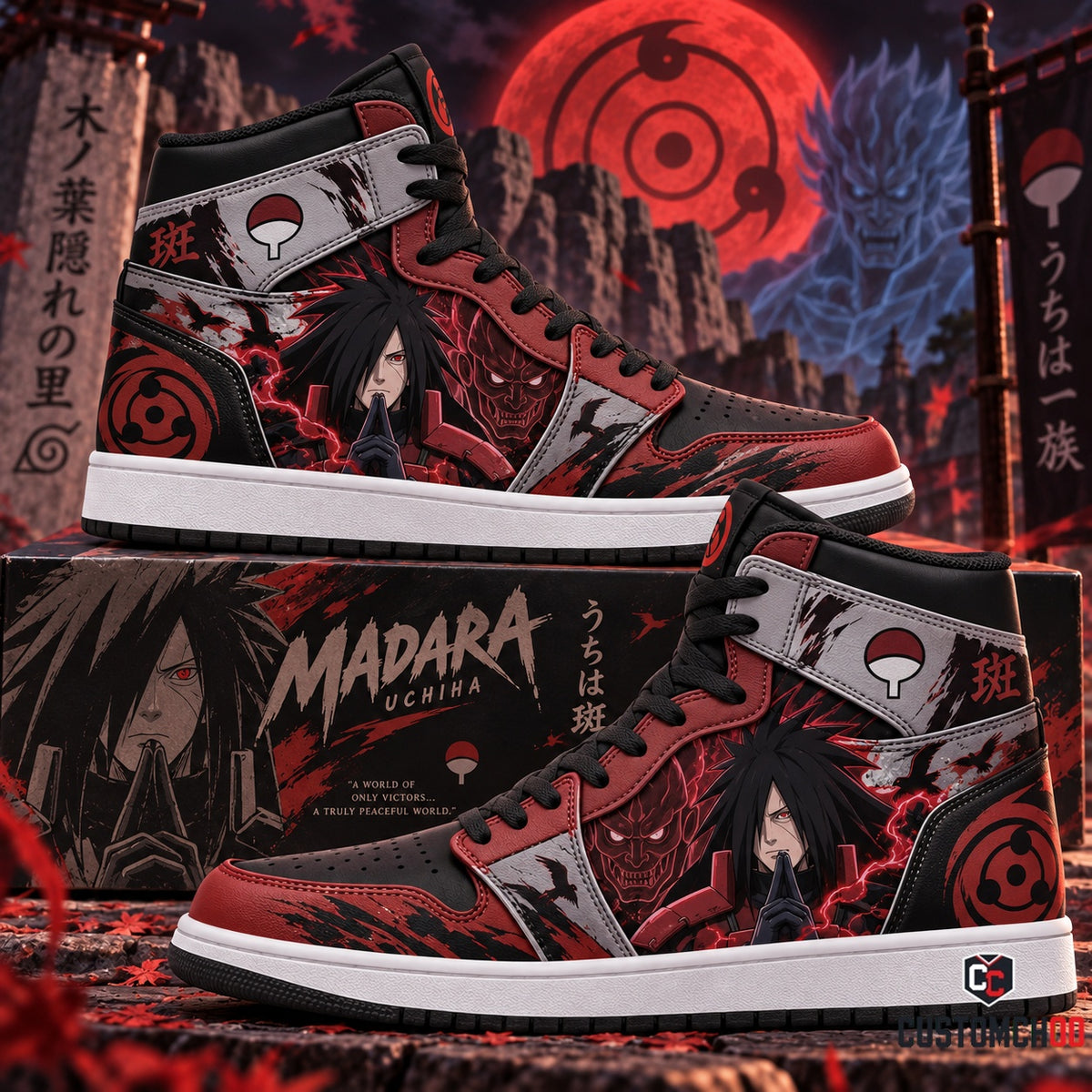 Uchiha Madara High Top Sneakers — Naruto Inspired Fan Shoes