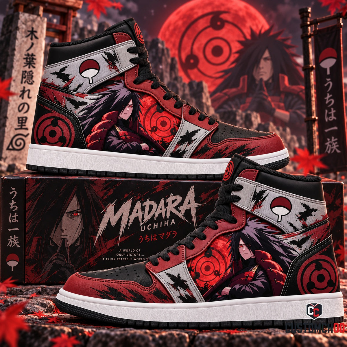 Uchiha Madara High Top Sneakers — Naruto Inspired Fan Shoes