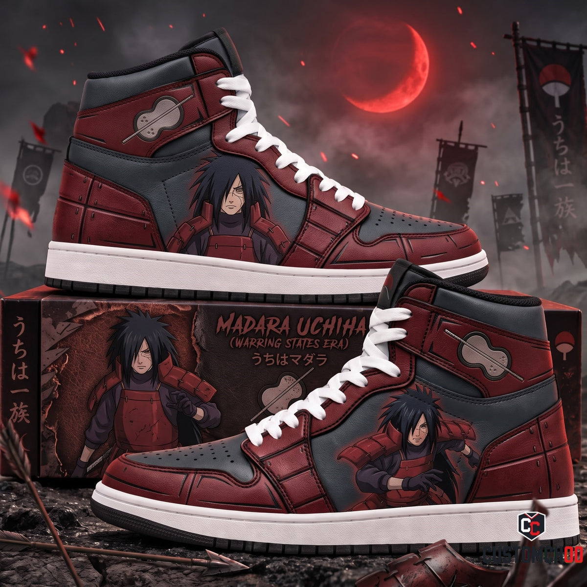 Uchiha Madara High Top Sneakers — Naruto Inspired Fan Shoes