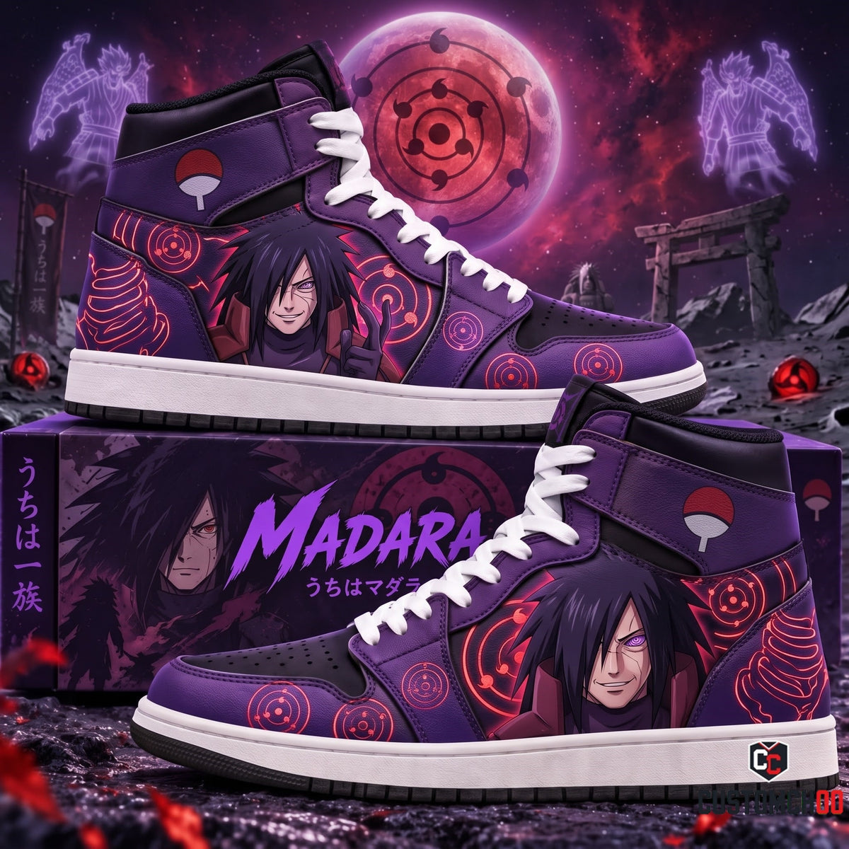 Uchiha Madara High Top Sneakers — Naruto Inspired Fan Shoes