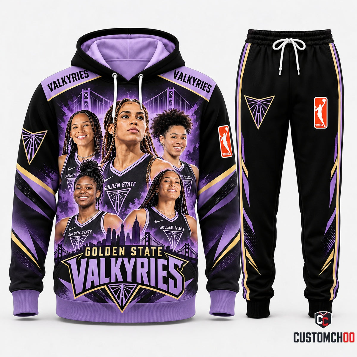 Golden State Valkyries women's basketball hoodie and sweatpants fan set - Style 03