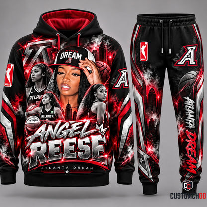 Atlanta Dream Angel Reese hoodie and sweatpants fan set - Style 01