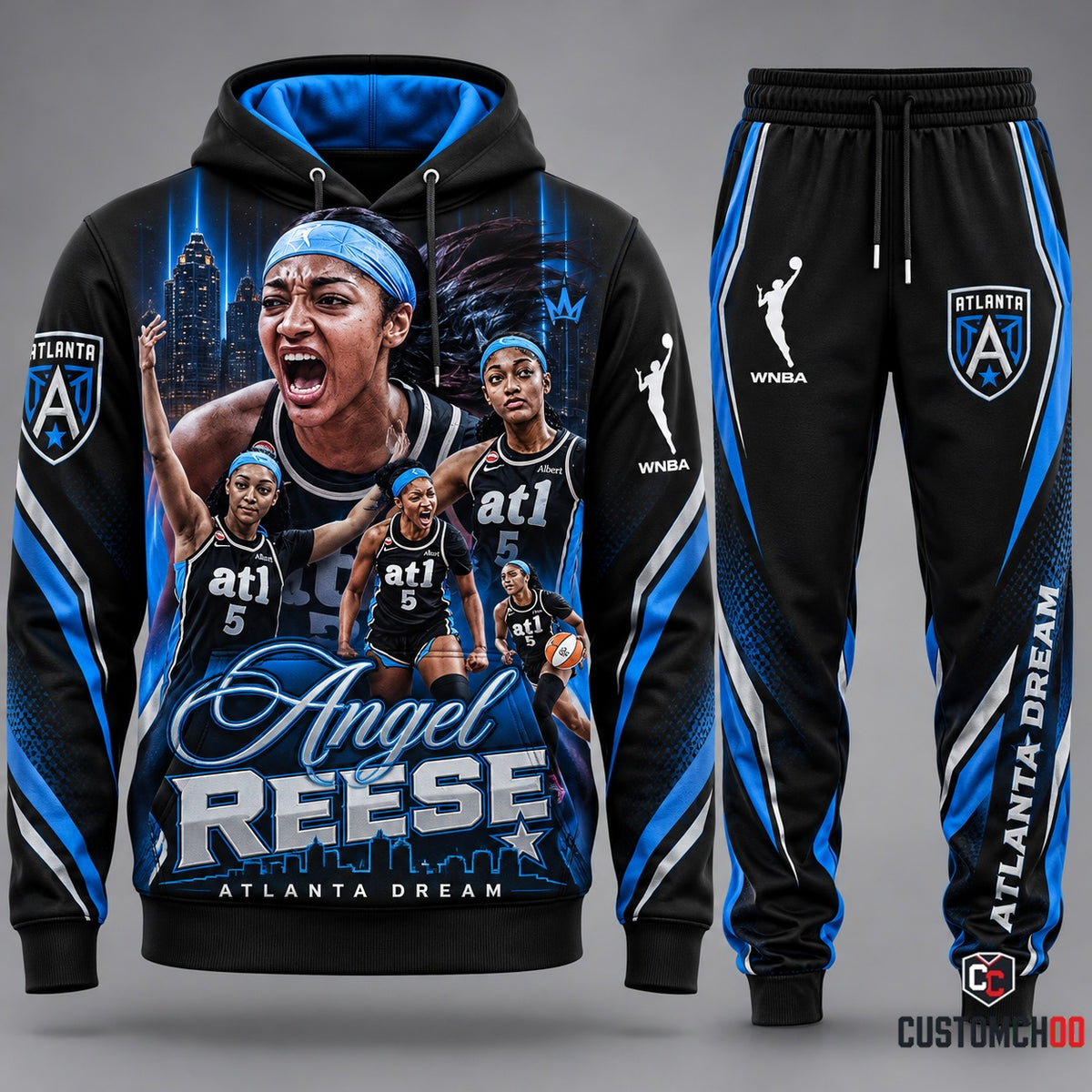 Atlanta Dream Angel Reese hoodie and sweatpants fan set - Style 02