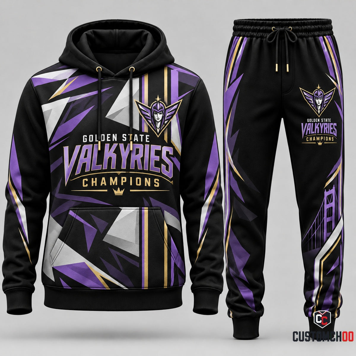 Golden State Valkyries Champions hoodie and sweatpants fan set - Style 06