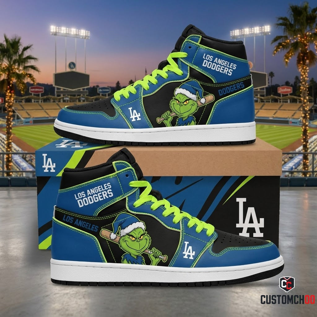 Los Angeles Dodgers grinch-inspired christmas fan sneakers – Dodgers Grinch Stink Stank Stunk Giants