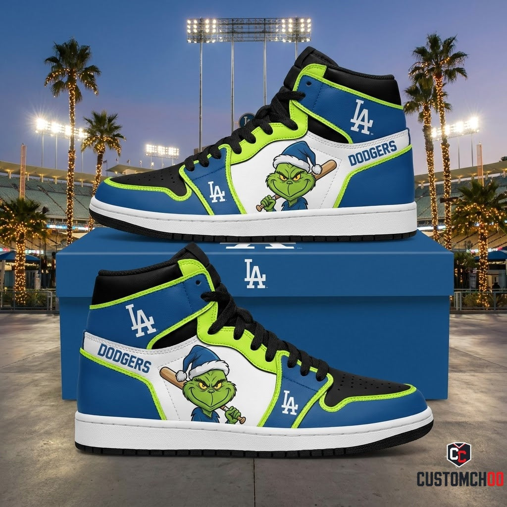 Los Angeles Dodgers grinch-inspired christmas fan sneakers – Dodgers Grinch Max Reindeer Batboy