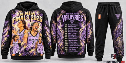 Golden State Valkyries 2026 Finals Dynamic Roster Graphic Hoodie and Sweatpants Tracksuit Set — Style 01