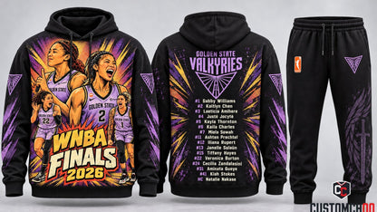 Golden State Valkyries 2026 Finals Retro Comic Burst Graphic Hoodie and Sweatpants Tracksuit Set — Style 02