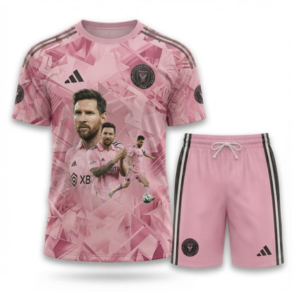Special Edition Football Legend T-Shirt + Shorts Set, Pink Soccer Fan Outfit